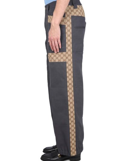COTTON FABRIC PANTS WITH GG INSERTS
