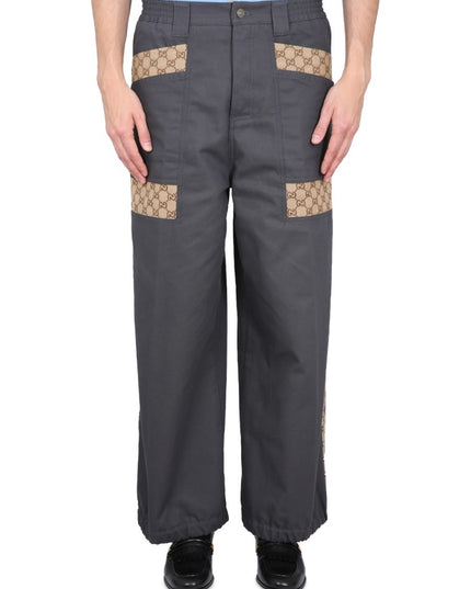 COTTON FABRIC PANTS WITH GG INSERTS