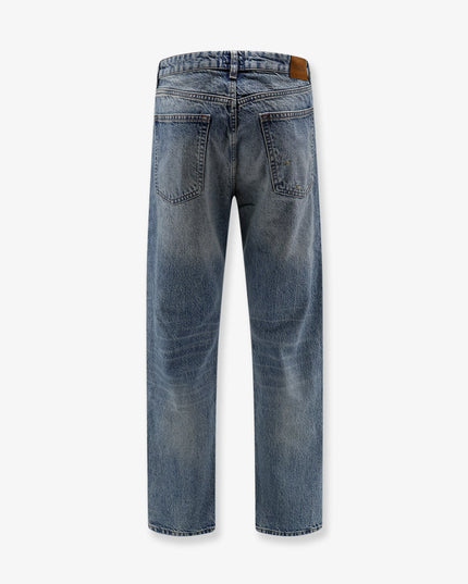 Cotton jeans with back suede logo patch