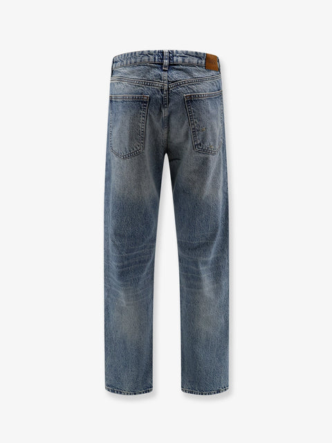 Cotton jeans with back suede logo patch