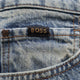 Cotton jeans with back suede logo patch
