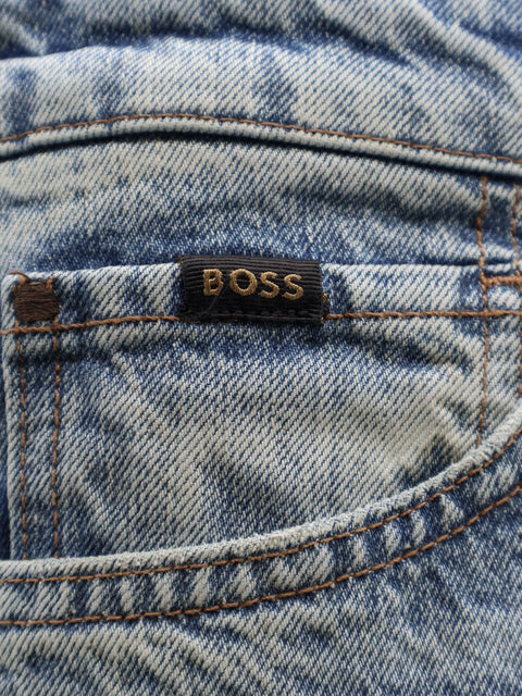 Cotton jeans with back suede logo patch