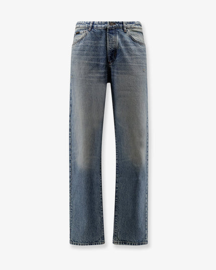 Cotton jeans with back suede logo patch