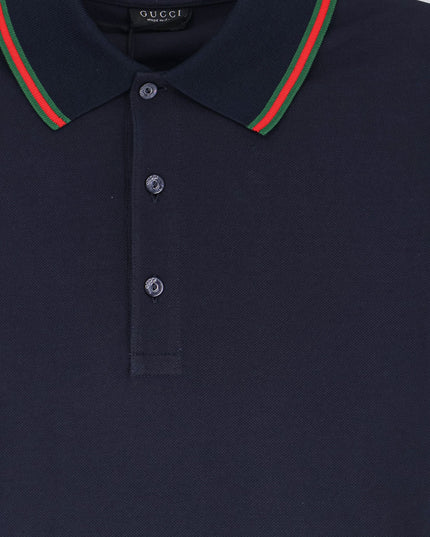 Cotton polo with Nastro Web detail on the collar