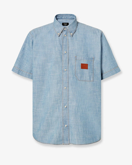 Cotton shirt with denim effect