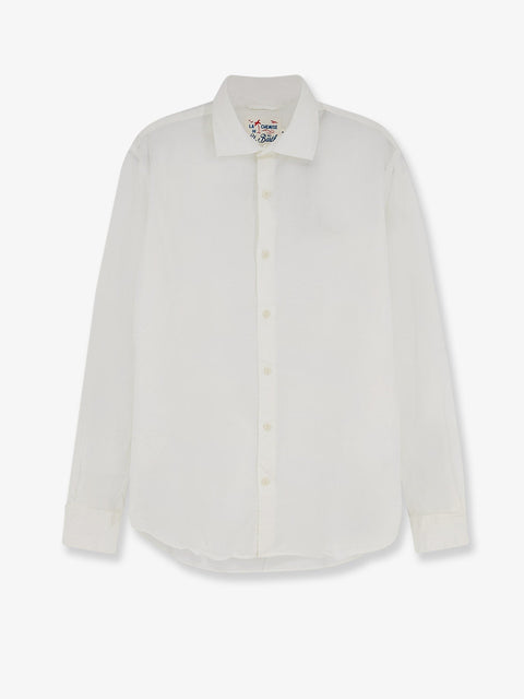 Cotton shirt with front embroidered logo