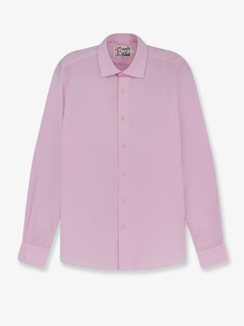 Cotton shirt with front embroidered logo
