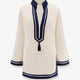 Cotton short dress with contrasting profiles