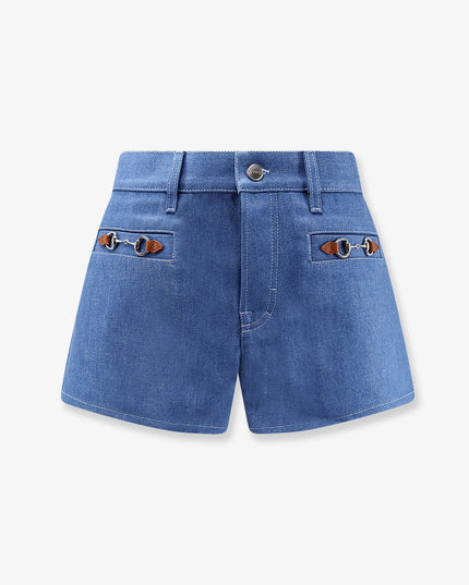 Cotton shorts with frontal iconic Horsebits