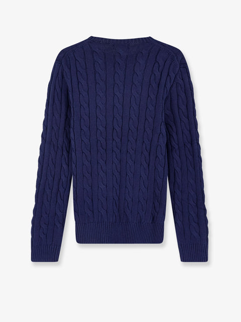 Cotton sweater with embroidered logo on the front