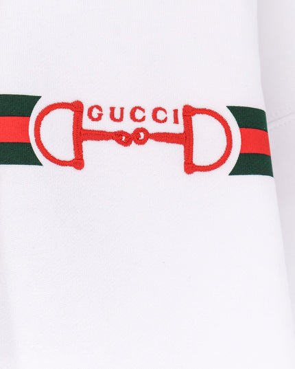 Cotton sweatshirt with embroidered Horsebit on the front