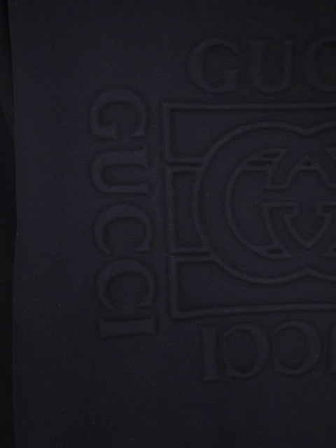 Cotton sweatshirt with frontal embossed logo
