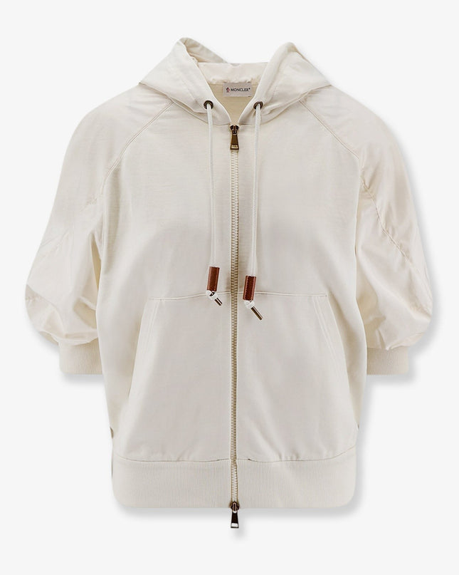 Moncler | Cotton Sweatshirt mit Nylon-Ärmeln | White | Damen
