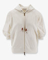 Moncler | Cotton Sweatshirt mit Nylon-Ärmeln | White | Damen