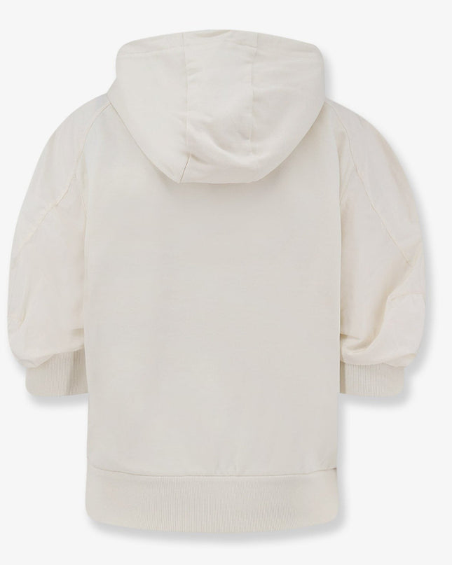 Moncler | Cotton Sweatshirt mit Nylon-Ärmeln | White | Damen