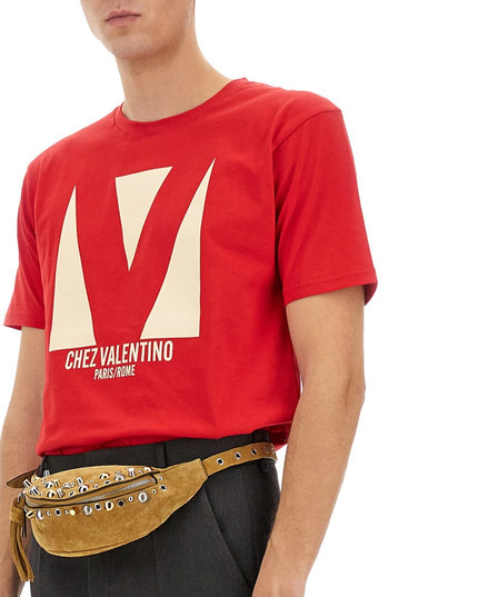 COTTON T-SHIRT WITH "CHEZ VALENTINO" PRINT