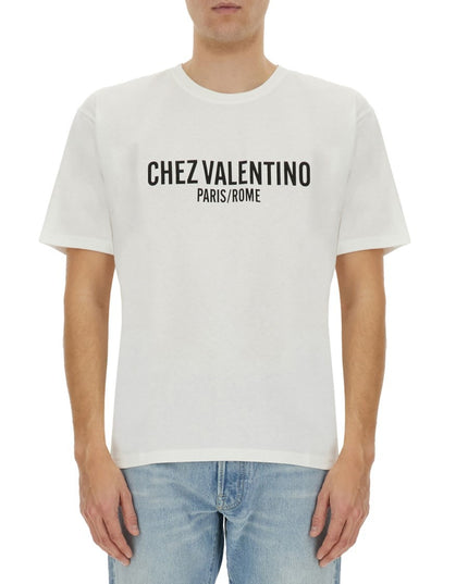 COTTON T-SHIRT WITH "CHEZ VALENTINO" PRINT