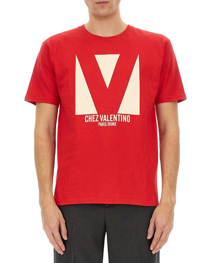 COTTON T-SHIRT WITH "CHEZ VALENTINO" PRINT