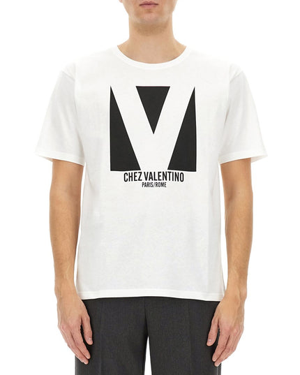 COTTON T-SHIRT WITH "CHEZ VALENTINO" PRINT