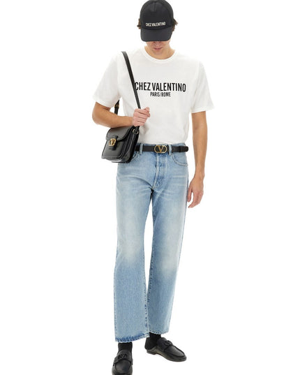 COTTON T-SHIRT WITH "CHEZ VALENTINO" PRINT