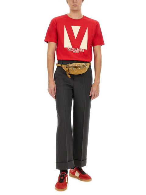 COTTON T-SHIRT WITH "CHEZ VALENTINO" PRINT
