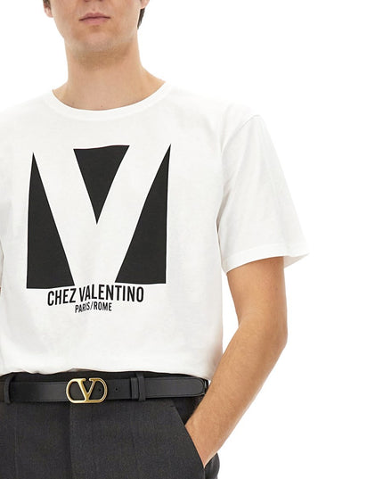 COTTON T-SHIRT WITH "CHEZ VALENTINO" PRINT