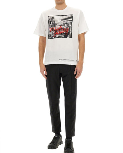 COTTON T-SHIRT WITH "ITALIAN HOLIDAY" PRINT