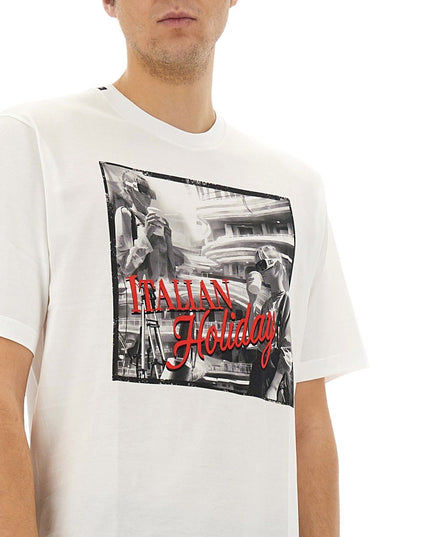 COTTON T-SHIRT WITH "ITALIAN HOLIDAY" PRINT