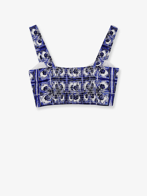 Cropped cotton top with Maiolica print