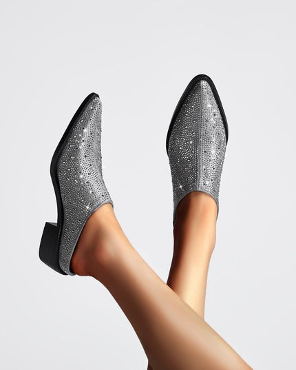 Crystal Studded Pointed Toe Mules-6