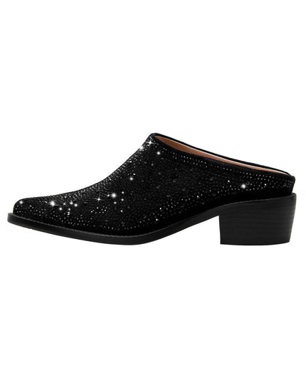 Crystal Studded Pointed Toe Mules-1
