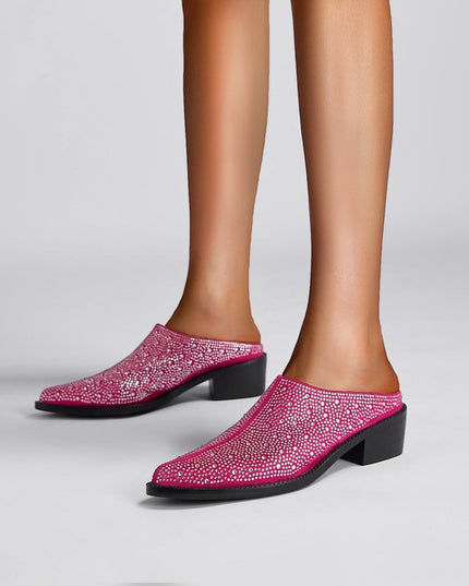 Crystal Studded Pointed Toe Mules-7