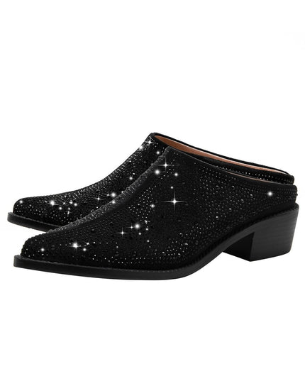 Crystal Studded Pointed Toe Mules-3