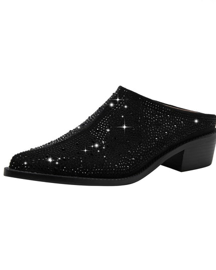 Crystal Studded Pointed Toe Mules-2