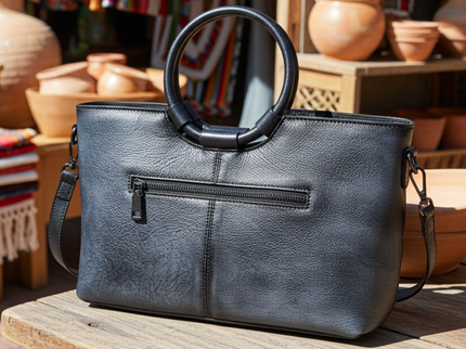 Modische Schultertasche aus Vintage-Leder mit rundem Henkel – Geräumig und Stilvoll