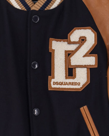 D2 Varsity wool and leather bomber