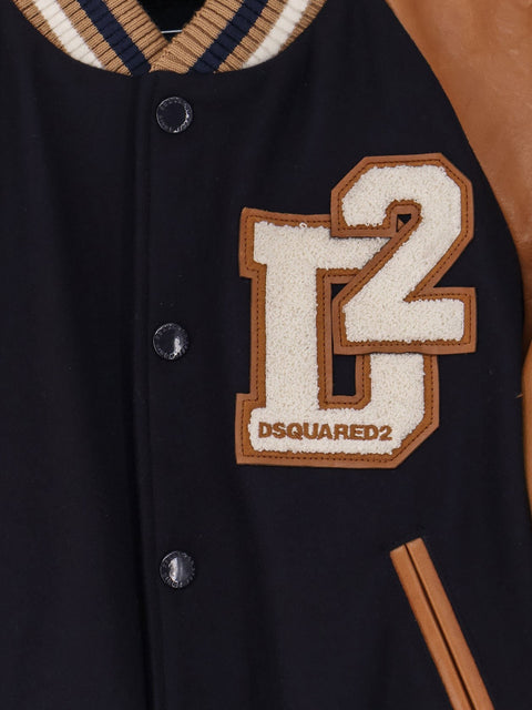 D2 Varsity wool and leather bomber