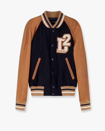 D2 Varsity wool and leather bomber