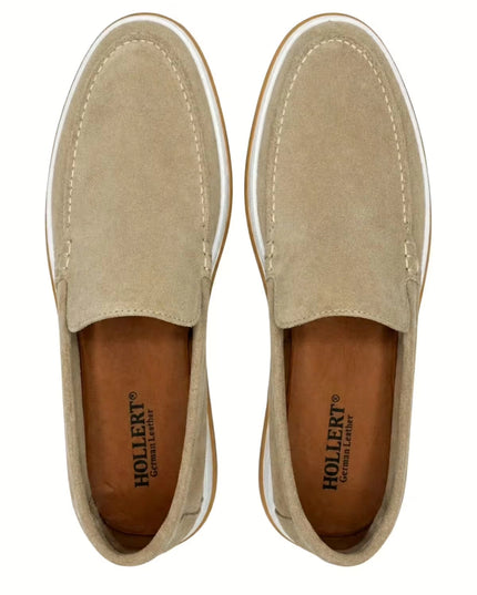 HOLLERT | Loafer aus Kalbsveloursleder | Beige | Herren