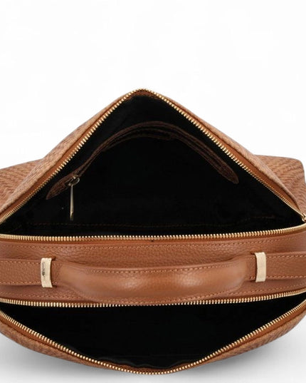 ZEEN | NOA Ledertasche mit geprägtem Flechtmuster | Camel