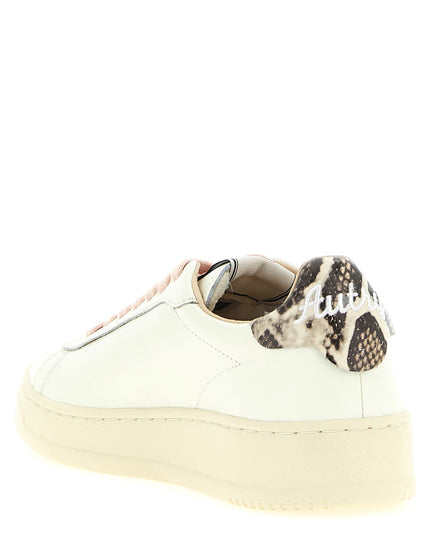 Autry | Dallas Low Sneaker mit Python-Detail | Weiss/Rosa | Damen
