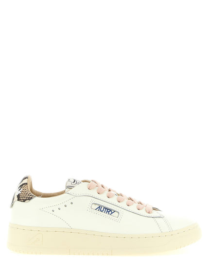 Autry | Dallas Low Sneaker mit Python-Detail | Weiss/Rosa | Damen