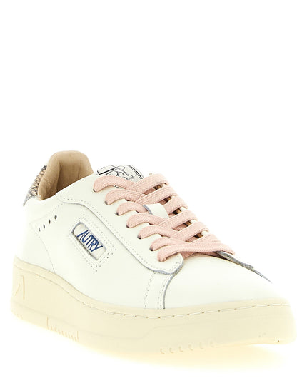 Autry | Dallas Low Sneaker mit Python-Detail | Weiss/Rosa | Damen