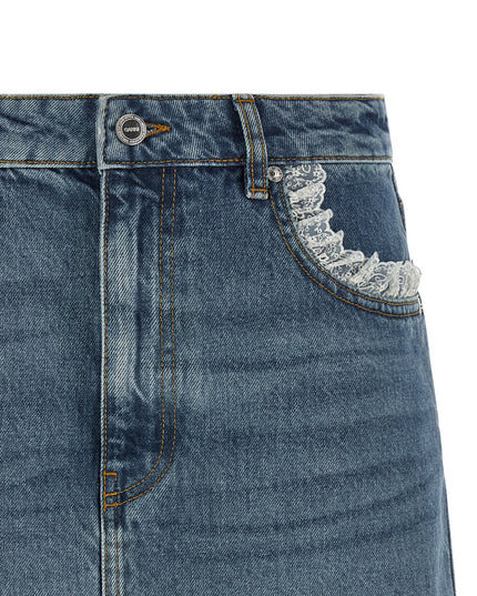 Denim and lace skirt