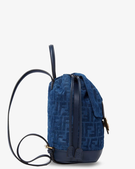 Denim backpack with flocked FF detail