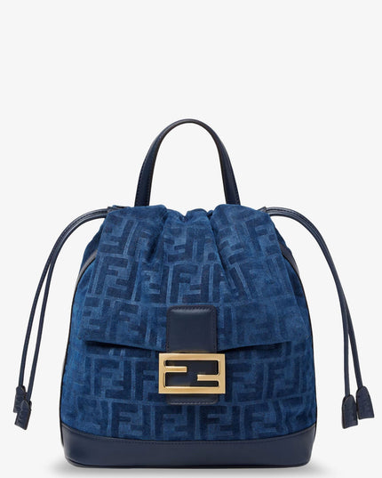 Denim backpack with flocked FF detail