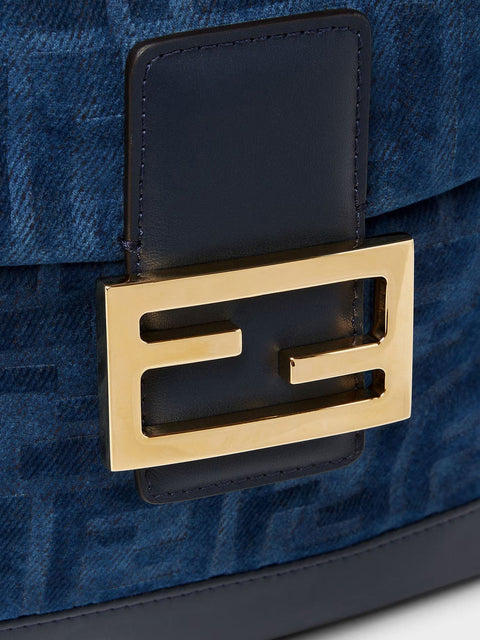 Denim backpack with flocked FF detail