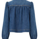 DENIM HIGH NECK GATHERED JACKET