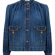 DENIM HIGH NECK GATHERED JACKET