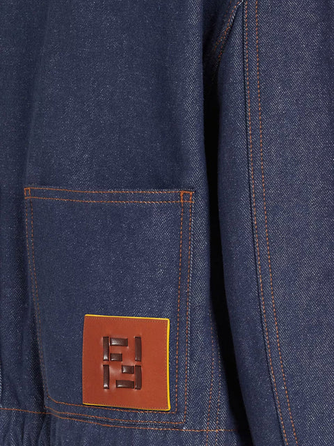 Denim jacket with front embroidered logo
